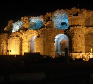 Theater von Side bei Nacht