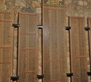 Erinnerung an die Kriegstoten in der Kirche