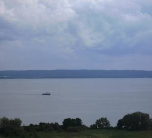 Blick vom Leuchtturm über Haff nach Suchacz
