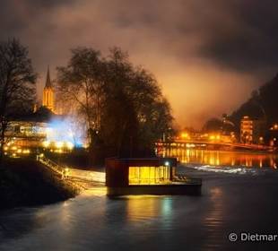 FlussSauna und Bad Ems bei Nacht