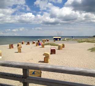 Blick von der Seebrücke auf den Strand