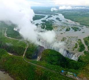 Helicopter view of the Victoria Falls