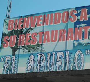 Hinweisschild vor dem Restaurant