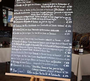 Die Speisekarte des "La Varangue"