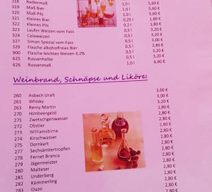 Bier Weinbrände usw