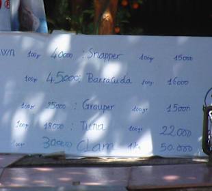 Preisliste " Sea Food "