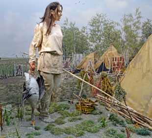 Jägerin hat eine Gans gefangen