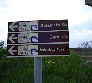 Radweg-Beschilderung im Valle Cavanata
