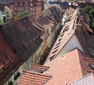 Die Krämerbrücke vom Kirchturm aus.