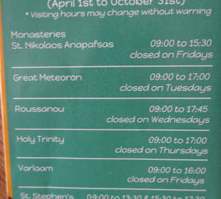 Öffnungszeiten Klöster