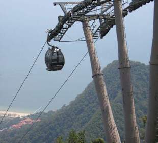 Blick von der Bergplattform auf Gondel