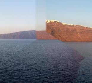 Santorin selbst im Bild Landschaft, Stadt