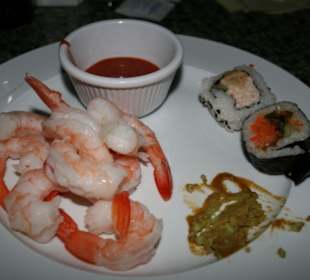 Sushi und Garnelen
