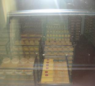 Verschiedene Käsesorten im Reiferaum 