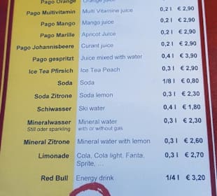 Die Speisekarte-/Angebote Unterkofler