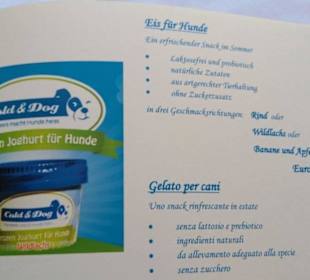 Auszug Speisekarte für Hunde