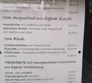 Auswahl aus der Speisenkarte