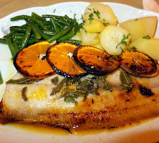 Seezunge mit gebratenen Orangen