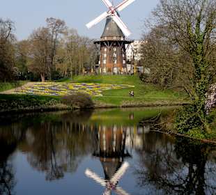 Zwei Mühlen - Spiegelung im Wallgraben