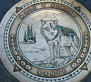 Metallplatte auf Gehweg