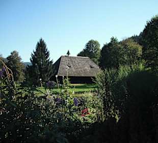 Blick auf eines der Gehöfte im Museum
