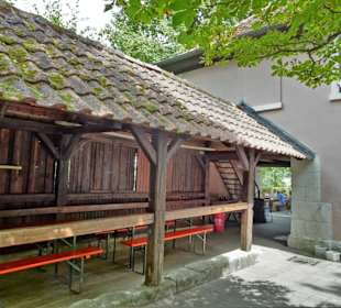 Überdachte Sitzplätze des Herrmann-Kellers