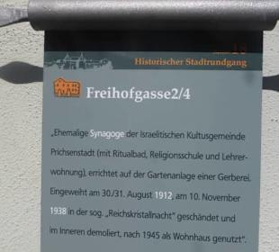 Nur noch ein Schild erinnert an die Synagoge