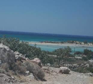 Erster Blick auf den Strand von Elafonissi