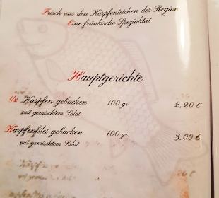 Karpfengerichte sehr zu Empfehlen 