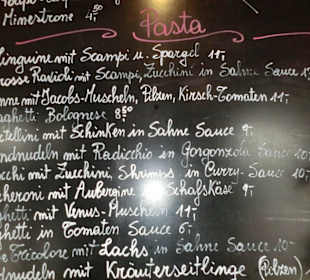 Speisekarte Pasta