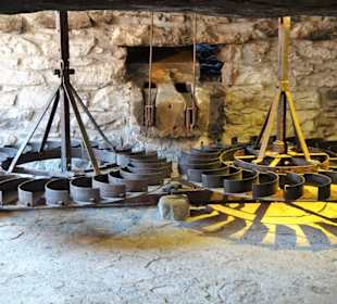 Antrieb der Mühle durch Wasserräder