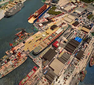 Hafendiorama im Internationalen Maritimen Museum