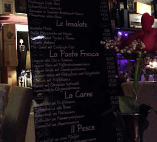 Speisekarte mit Chefempfehlung