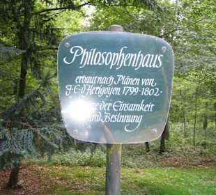 Die Beschilderung zum Philosophenhaus.