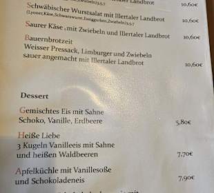 Speisekarte Stand: 08/2025