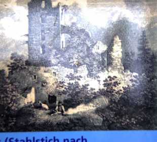 Burg früher Stahlstich Junge mit Ziegen
