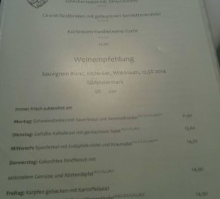 Blick in die Speisekarte