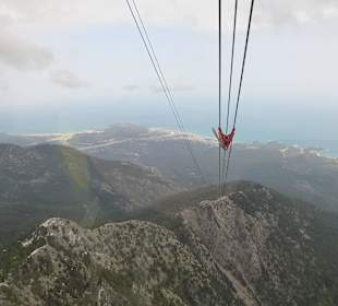 In der Gondel auf dem Berg.