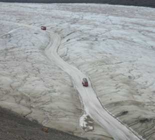 Blick vom Ausgangspunkt der Ice Explorer