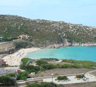 Blick von der Burg zum Strand