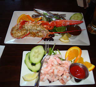 Seafood in einem der vielen Restaurants