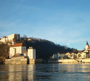 Blick vom Park Richtung Veste Oberhaus und Ilz