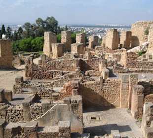 Blick von den Ruinen Karthagos auf Tunis