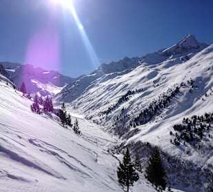 Blick von der Abfahrt ins Taschachtal