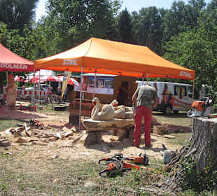 Kreativ Kettensägen am Rhein