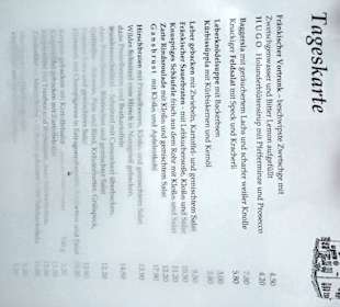 Speise-/Getränkekarte