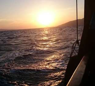 Sonnenuntergang vom Boot aus