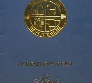 Speisekarte im Andean Express
