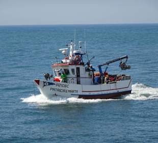 Fischerboote umrunden das Ende der Nordmole