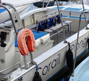 Tauchboot im Hafen von Saint Gilles